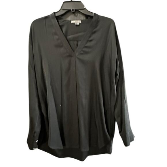 Vince Women's Black Silk band collar Blouse shirt Top Size S - Picture 3 of 8